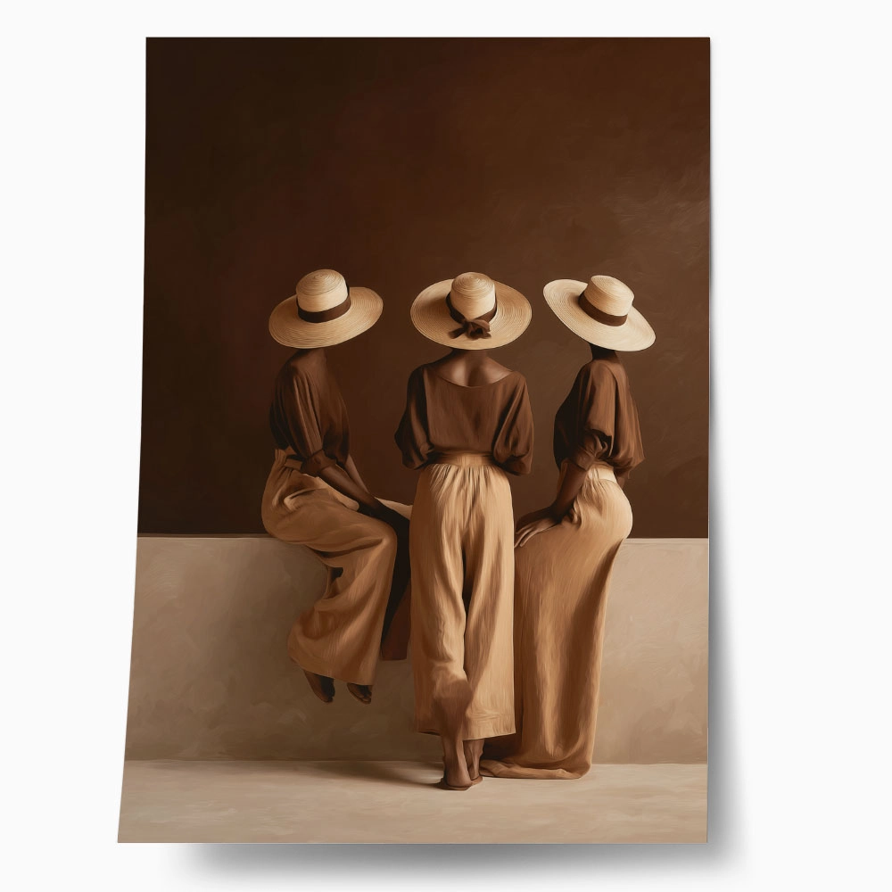 Poster AFROCENTRIC THREE WOMEN WITH HATS BROWN