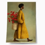 Poster AFROCENTRIC WOMAN CARRYING FLOWERS