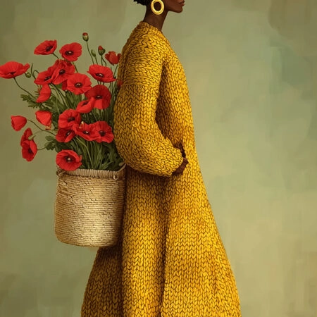 Poster AFROCENTRIC WOMAN CARRYING FLOWERS -  Sticky 2