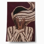 Poster AFROCENTRIC WOMAN COVERING FACE BURGUNDY