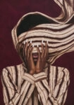 Poster AFROCENTRIC WOMAN COVERING FACE BURGUNDY