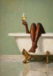 Poster AFROCENTRIC WOMAN DRINKING IN BATHTUB