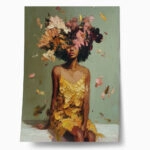 Poster AFROCENTRIC WOMAN FLOWERS BRUSH STROKES GREEN