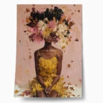 Poster AFROCENTRIC WOMAN FLOWERS BRUSH STROKES PINK