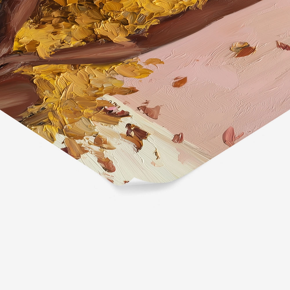 Poster AFROCENTRIC WOMAN FLOWERS BRUSH STROKES PINK