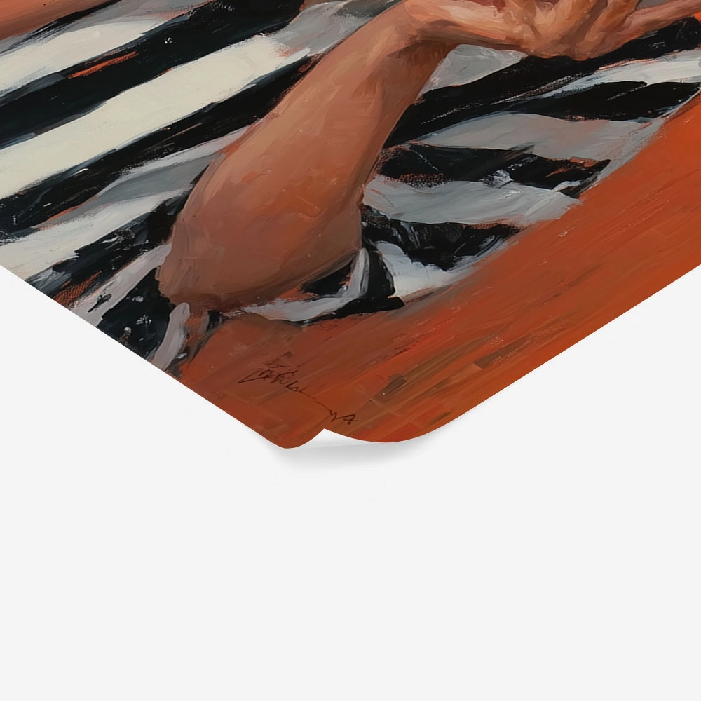 Poster AFROCENTRIC WOMAN HIDING BEHIND BOOK ORANGE