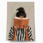 Poster AFROCENTRIC WOMAN HIDING BEHIND BOOK WHITE