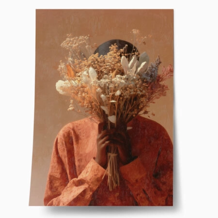 Poster AFROCENTRIC WOMAN HIDING BEHIND BOUQUET - 