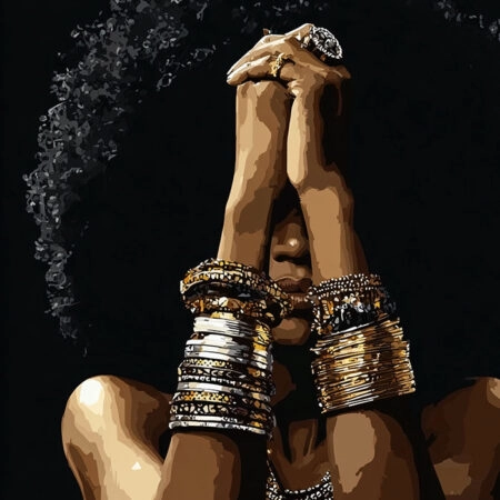 Poster AFROCENTRIC WOMAN HIDING BEHIND HANDS -  Sticky 2
