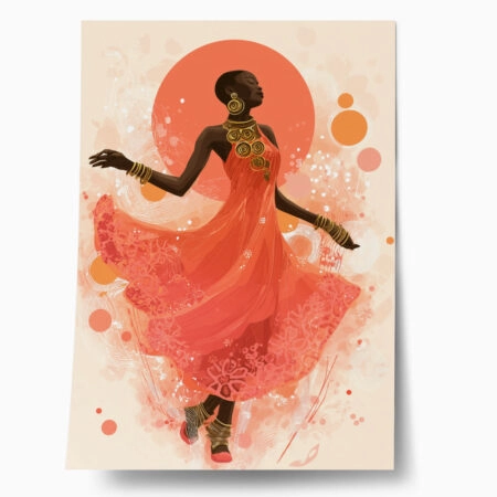 Poster AFROCENTRIC WOMAN IN CORAL DRESS - 