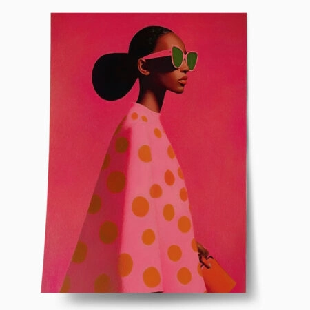 Poster AFROCENTRIC WOMAN IN PINK DOTTED DRESS - 
