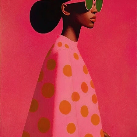 Poster AFROCENTRIC WOMAN IN PINK DOTTED DRESS -  Sticky 2