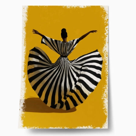 Poster AFROCENTRIC WOMAN IN ZEBRA DRESS DANCING - 