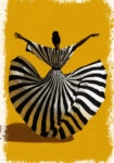 Poster AFROCENTRIC WOMAN IN ZEBRA DRESS DANCING