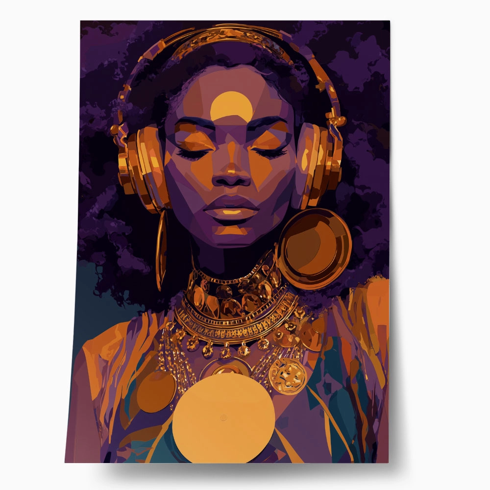 Poster AFROCENTRIC WOMAN LISTENING TO MUSIC