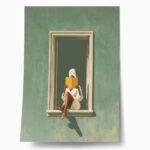 Poster AFROCENTRIC WOMAN READING ON WINDOW