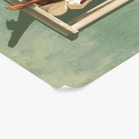 Poster AFROCENTRIC WOMAN READING ON WINDOW -  Sticky 1