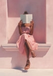 Poster AFROCENTRIC WOMAN READING PINK