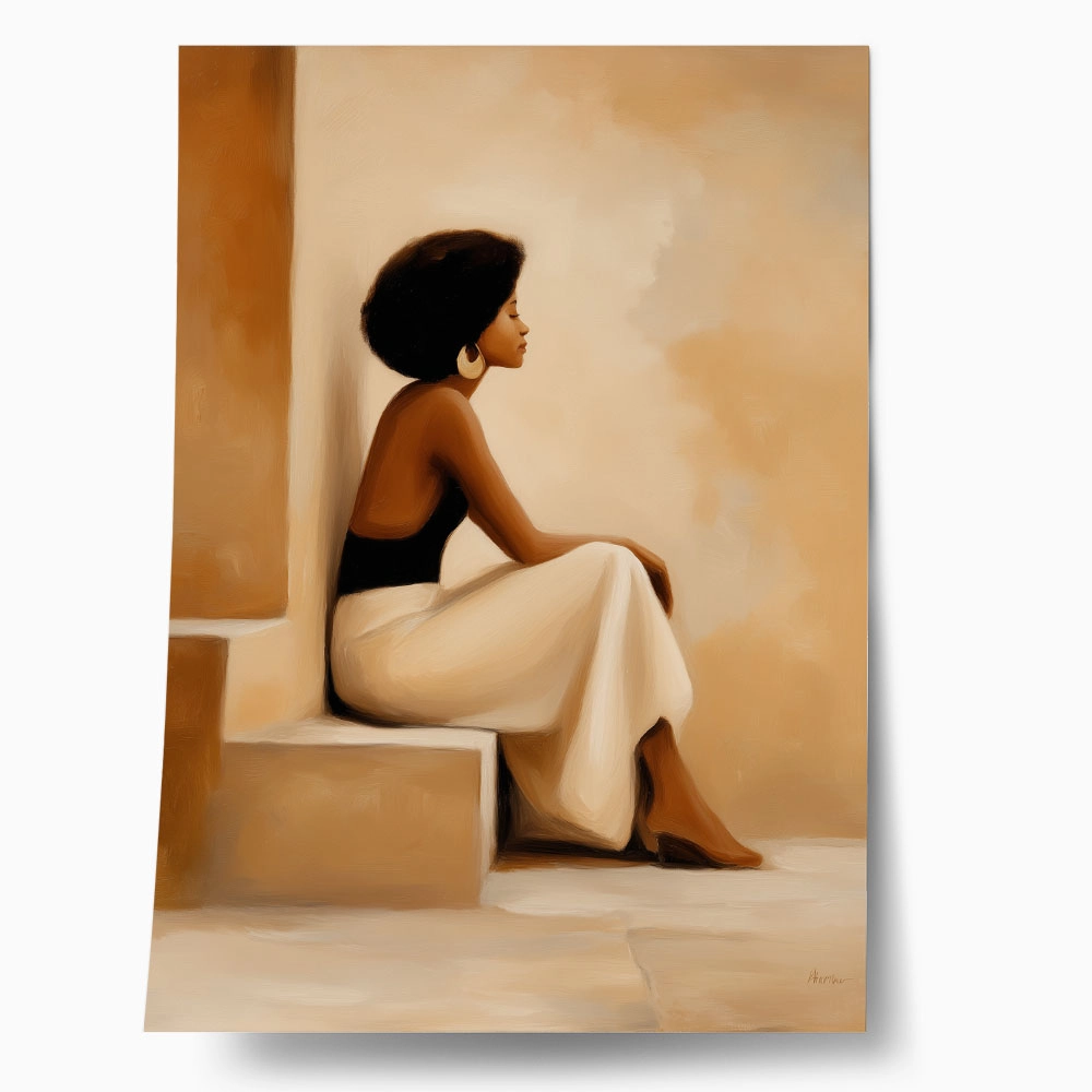 Poster AFROCENTRIC WOMAN SITTING ON STAIRS