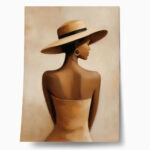 Poster AFROCENTRIC WOMAN WITH HAT BEIGE