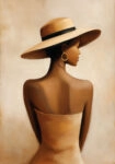 Poster AFROCENTRIC WOMAN WITH HAT BEIGE