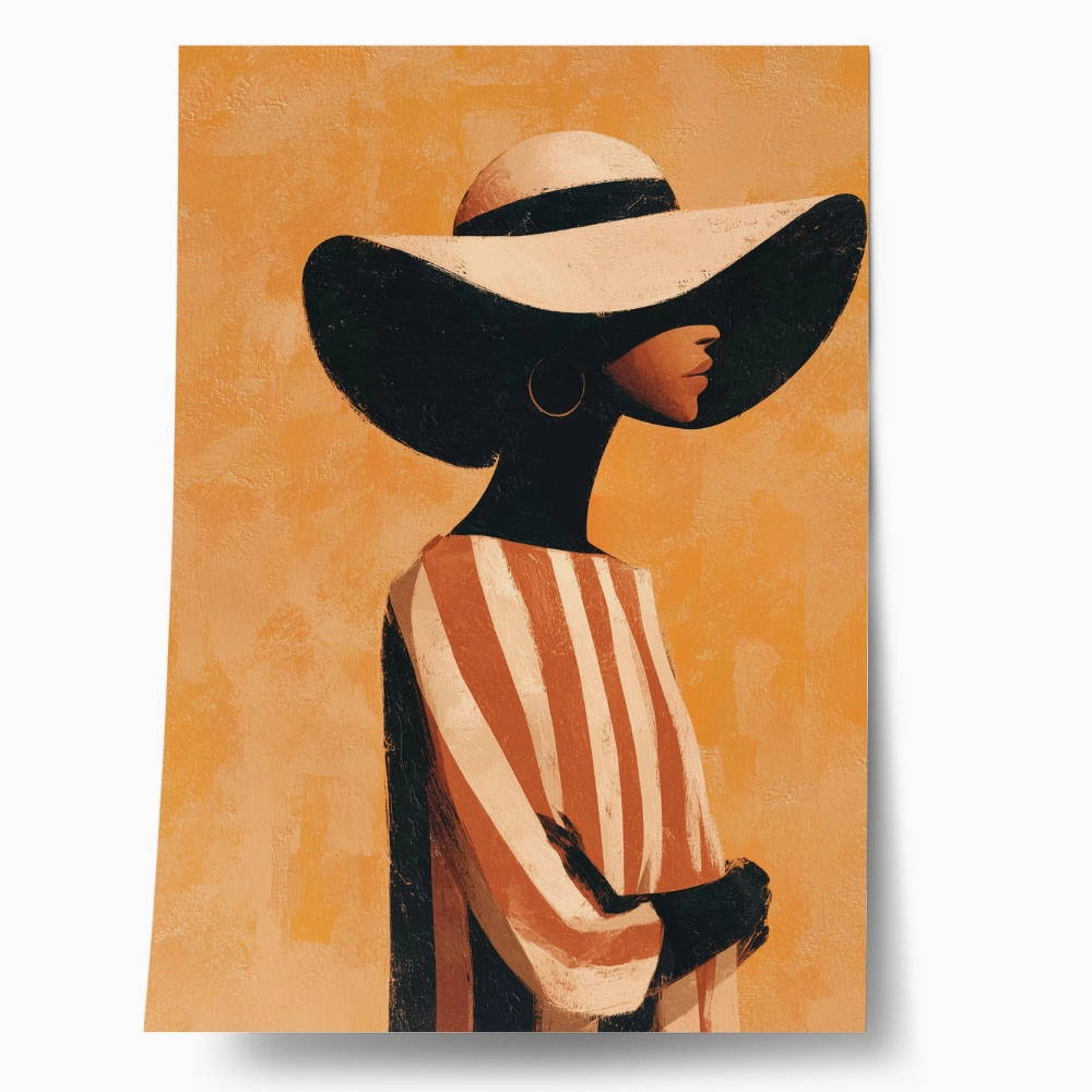 Poster AFROCENTRIC WOMAN WITH HAT ORANGE