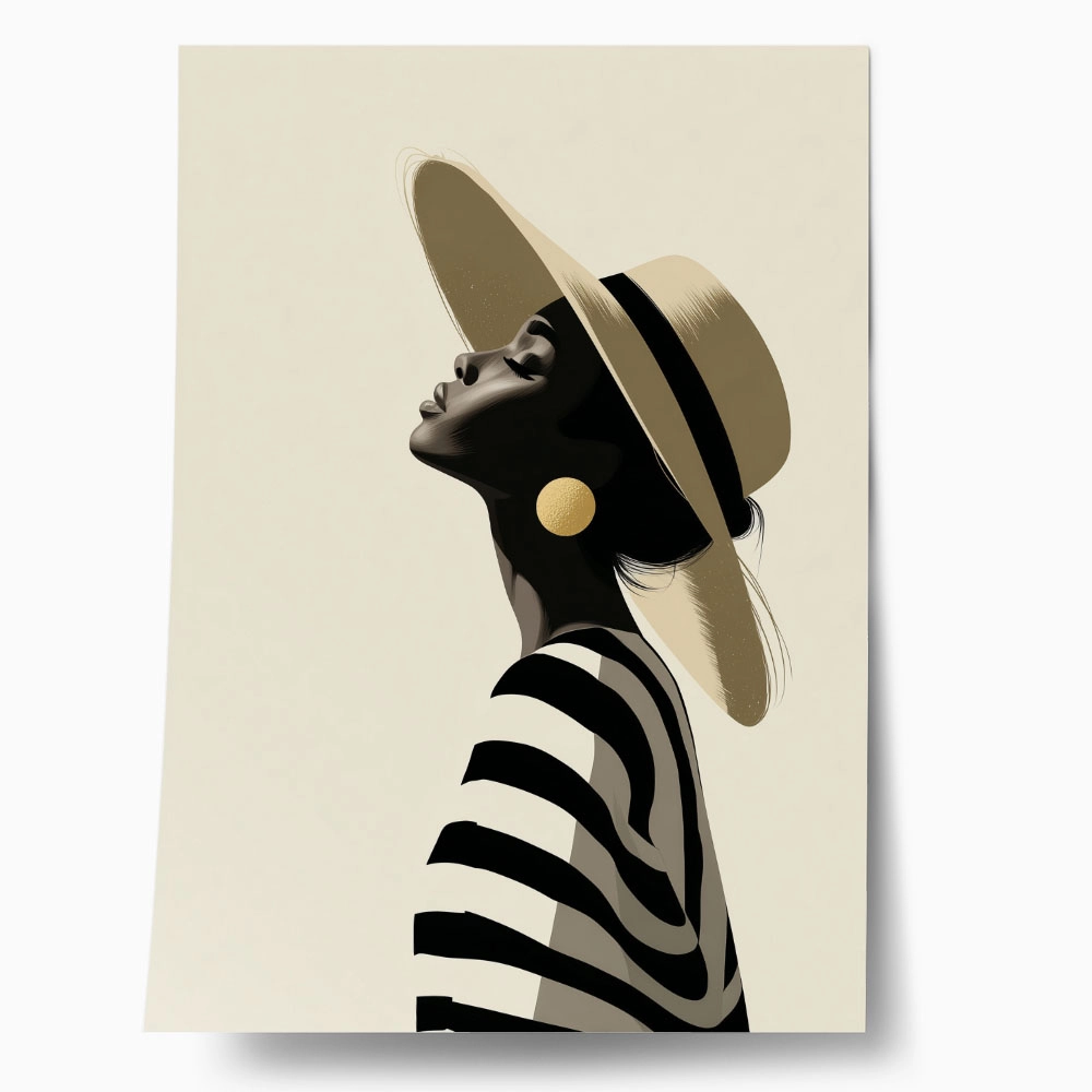 Poster AFROCENTRIC WOMAN WITH HAT WHITE