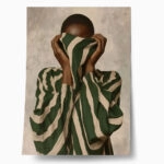 Poster AFROCENTRIC WOMAN WITH STRIPED SWEATER BEIGE