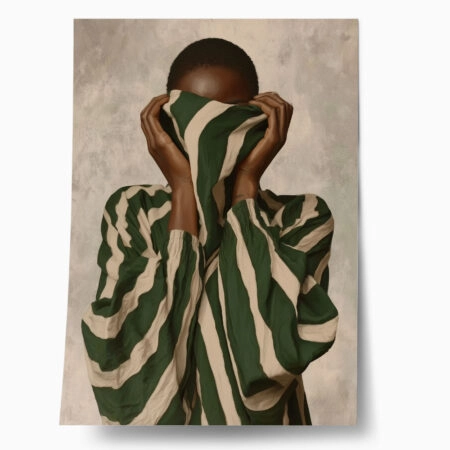 Poster AFROCENTRIC WOMAN WITH STRIPED SWEATER BEIGE - 