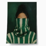 Poster AFROCENTRIC WOMAN WITH STRIPED SWEATER GREEN