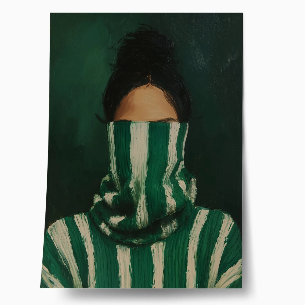 Poster AFROCENTRIC WOMAN WITH STRIPED SWEATER GREEN