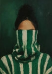 Poster AFROCENTRIC WOMAN WITH STRIPED SWEATER GREEN