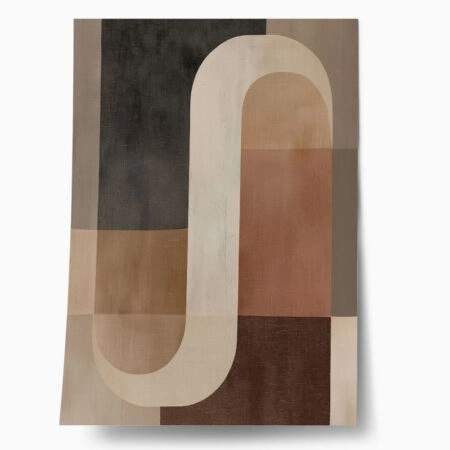 Poster BROWN BEIGE AND WHITE CURVED SHAPES - 