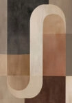 Poster BROWN BEIGE AND WHITE CURVED SHAPES