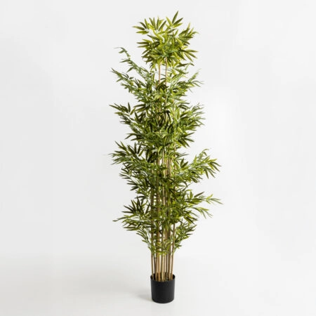 BAMBOO ΔΕΝΤΡΟ ΤΕΧΝΗΤΟ ΣΕ ΓΛΑΣΤΡΑ 210cm POLYESTER ΠΡΑΣΙΝΟ PVC - 