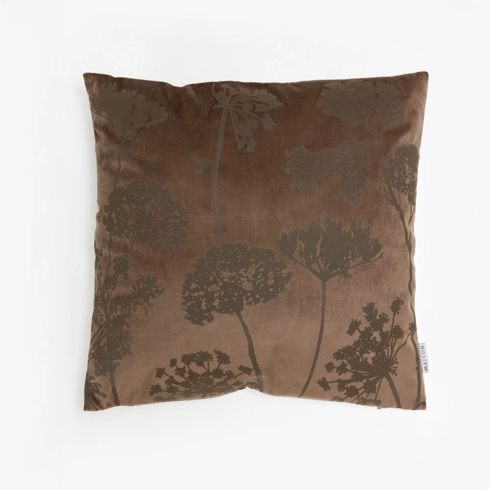 PEONY ΔΙΑΚΟΣΜΗΤΙΚΟ ΜΑΞΙΛΑΡΙ 45x45cm ΒΕΛΟΥΔΟ ΚΑΦΕ