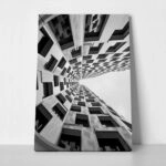 Πίνακας σε Καμβά BLACK AND WHITE ARCHITECTURAL ABSTRACT GEOMETRIC COMPOSITION