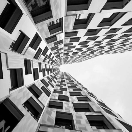 Πίνακας σε Καμβά BLACK AND WHITE ARCHITECTURAL ABSTRACT GEOMETRIC COMPOSITION - Πολεις και Αρχιτεκτονικη Sticky 5