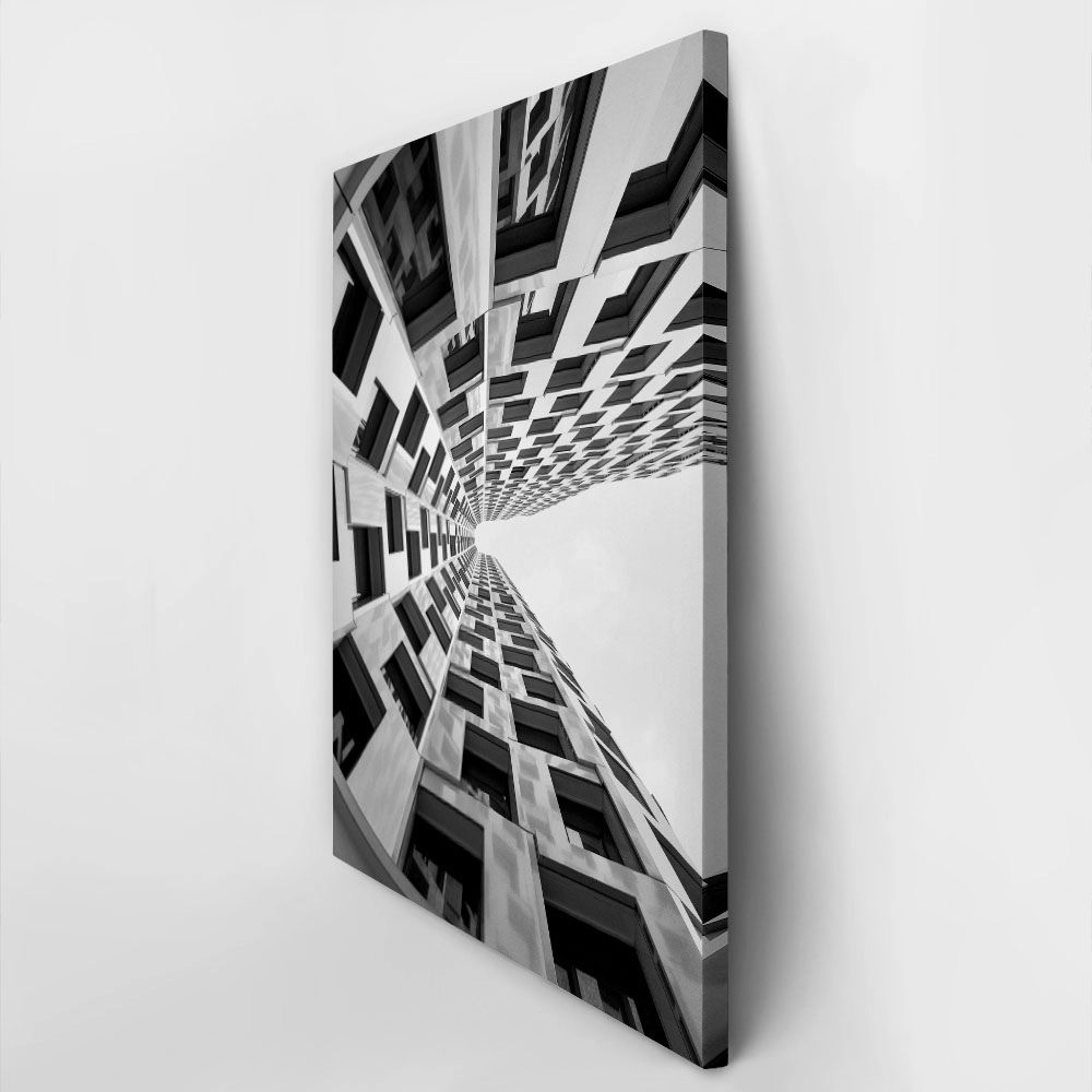 Πίνακας σε Καμβά BLACK AND WHITE ARCHITECTURAL ABSTRACT GEOMETRIC COMPOSITION