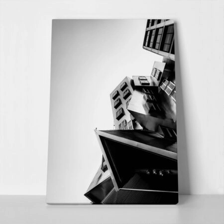 Πίνακας σε Καμβά BLACK AND WHITE ARCHITECTURAL ANGULAR BUILDING - Πολεις και Αρχιτεκτονικη