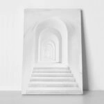 Πίνακας σε Καμβά BLACK AND WHITE ARCHITECTURAL ARCHWAY CORRIDOR WITH STAIRS