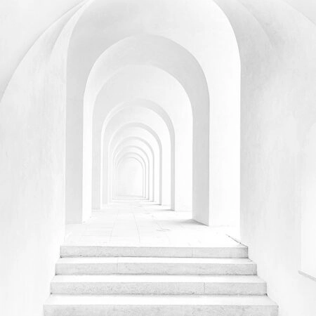 Πίνακας σε Καμβά BLACK AND WHITE ARCHITECTURAL ARCHWAY CORRIDOR WITH STAIRS - Πολεις και Αρχιτεκτονικη Sticky 5