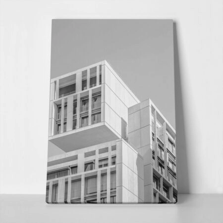 Πίνακας σε Καμβά BLACK AND WHITE ARCHITECTURAL BLOCK APARTMENT - Πολεις και Αρχιτεκτονικη