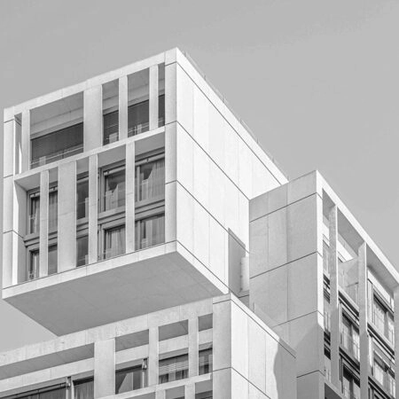 Πίνακας σε Καμβά BLACK AND WHITE ARCHITECTURAL BLOCK APARTMENT - Πολεις και Αρχιτεκτονικη Sticky 5