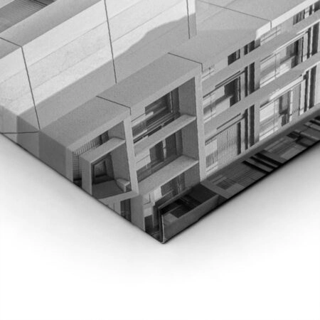Πίνακας σε Καμβά BLACK AND WHITE ARCHITECTURAL BLOCK APARTMENT - Πολεις και Αρχιτεκτονικη Sticky 1