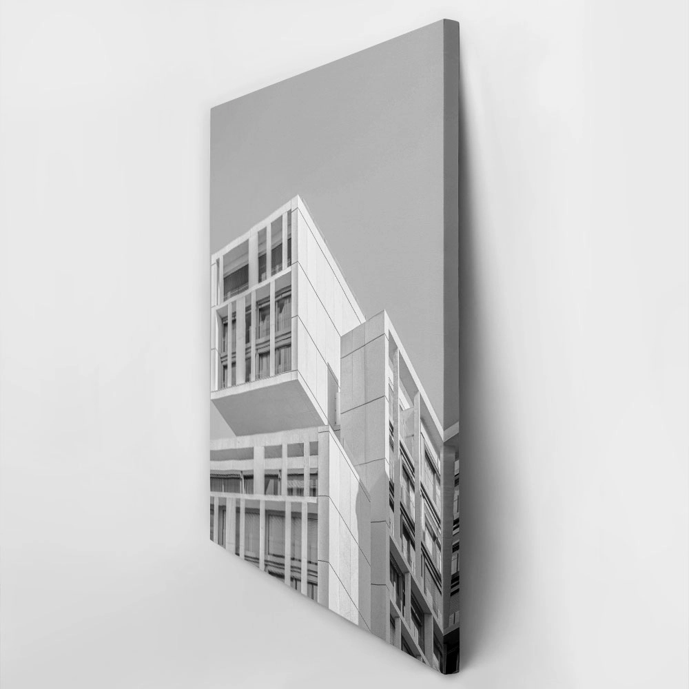 Πίνακας σε Καμβά BLACK AND WHITE ARCHITECTURAL BLOCK APARTMENT