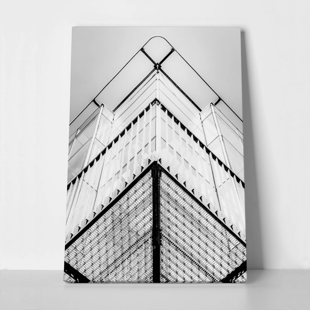 Πίνακας σε Καμβά BLACK AND WHITE ARCHITECTURAL BUILDING CORNER