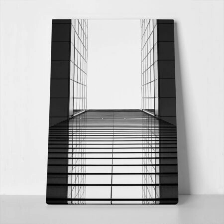 Πίνακας σε Καμβά BLACK AND WHITE ARCHITECTURAL BUILDING MIRROR - Πολεις και Αρχιτεκτονικη