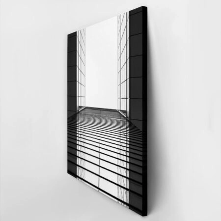 Πίνακας σε Καμβά BLACK AND WHITE ARCHITECTURAL BUILDING MIRROR - Πολεις και Αρχιτεκτονικη Sticky 2