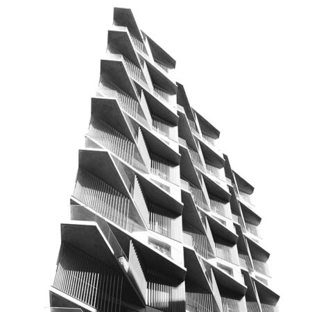 Πίνακας σε Καμβά BLACK AND WHITE ARCHITECTURAL CACTUS TOWER - Πολεις και Αρχιτεκτονικη Sticky 5